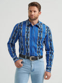 Wrangler Men's Checotah Western Long Sleeve Shirt - Blue Multi