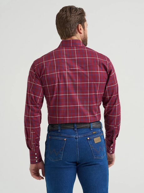 Wrangler Men's Wrinkle Resist Long Sleeve Shirt - Burgundy