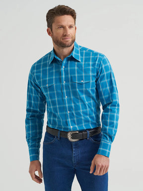 Wrangler Men's Wrinkle Resist Long Sleeve Shirt - Turquoise