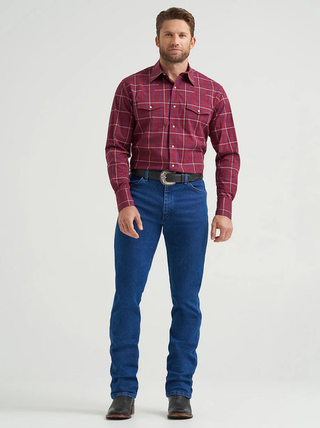 Wrangler Men's Wrinkle Resist Long Sleeve Shirt - Burgundy