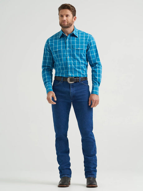 Wrangler Men's Wrinkle Resist Long Sleeve Shirt - Turquoise