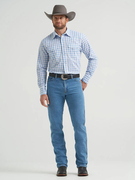 Wrangler Men's Wrinkle Resist Long Sleeve Shirt - White/Blue