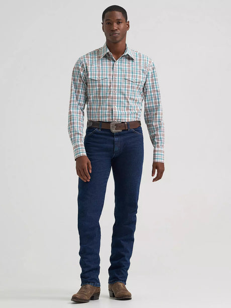 Wrangler Men's Wrinkle Resist Long Sleeve Snap Shirt - Turquoise Multi