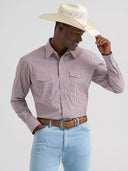 Wrangler Men's Wrinkle Resist Long Sleeve Snap Shirt - Wine