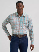 Wrangler Men's Wrinkle Resist Long Sleeve Snap Shirt - Turquoise Multi