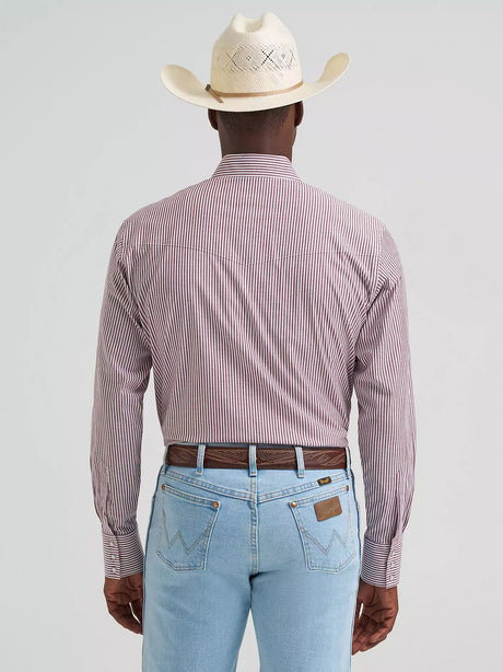 Wrangler Men's Wrinkle Resist Long Sleeve Snap Shirt - Wine